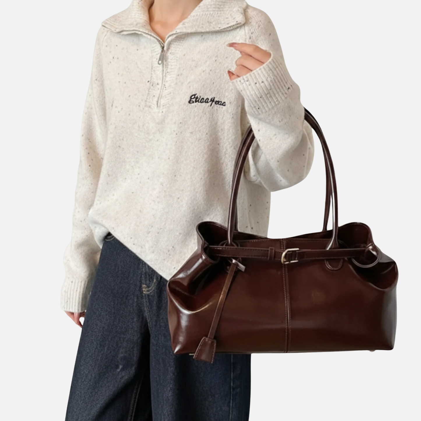 Grand sac à main cabas de cours en cuir synthétique huilé au design vintage et spacieux Sofia