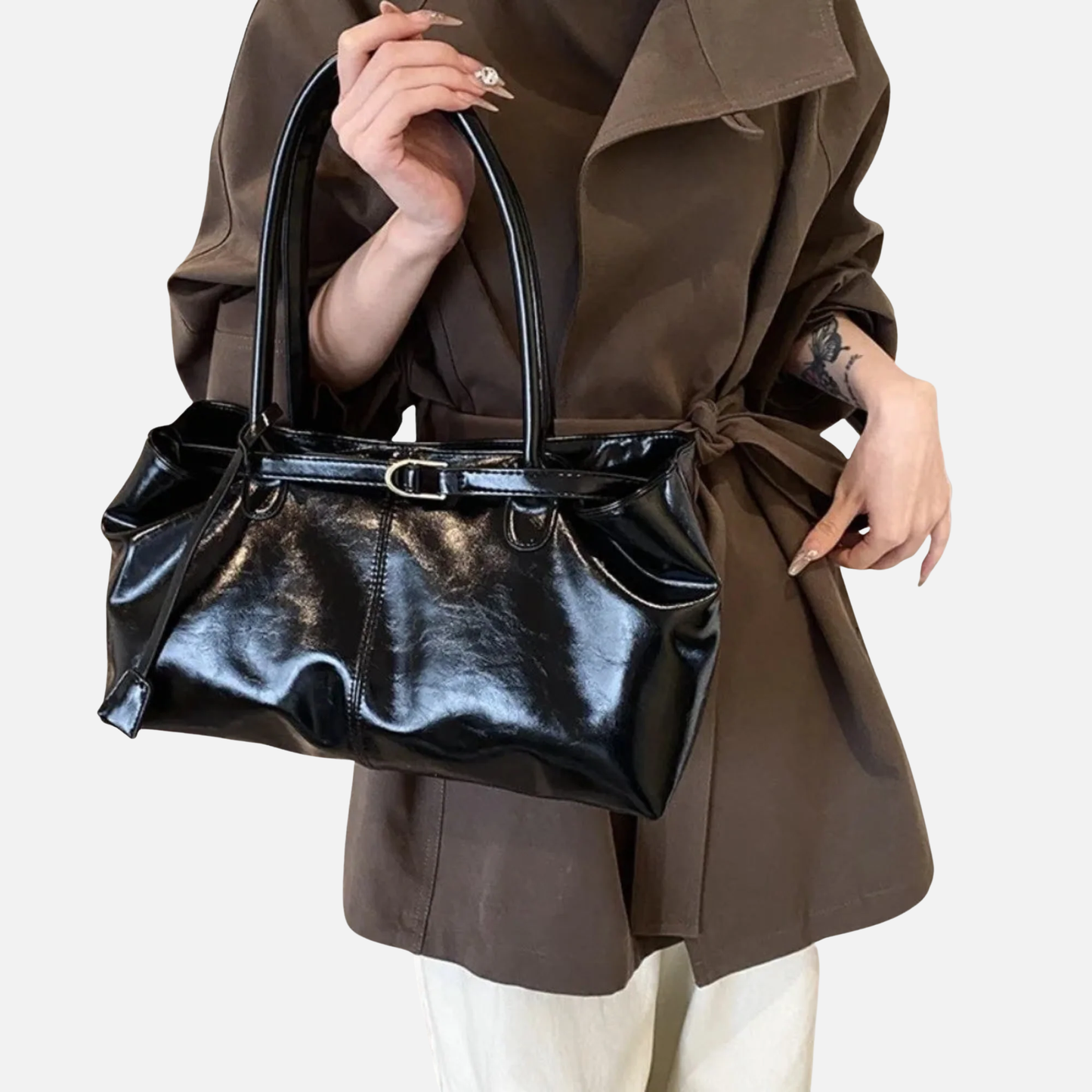 Grand sac à main cabas de cours en cuir synthétique huilé au design vintage et spacieux Sofia