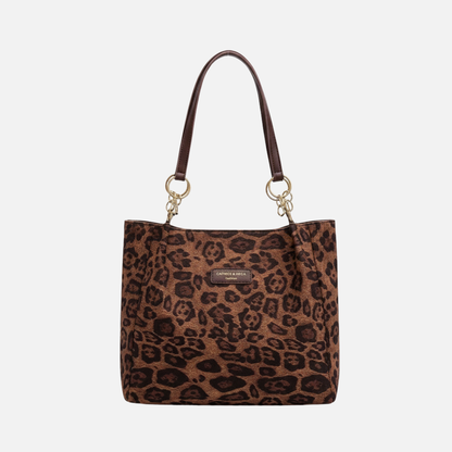 Grand sac à main cabas vintage imprimé léopard en cuir élégant et sophistiqué Alicia