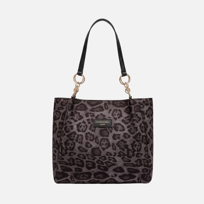 Grand sac à main cabas vintage imprimé léopard en cuir élégant et sophistiqué Alicia