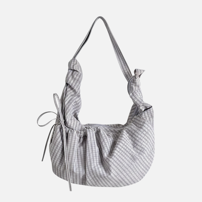 Grand sac à main hobo plissé à carreaux rétro et grand volume Jade