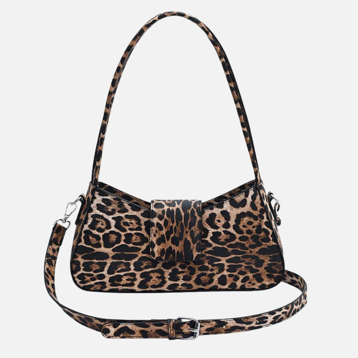 Petit sac à main épaule motif léopard avec bandoulière amovible Bertille