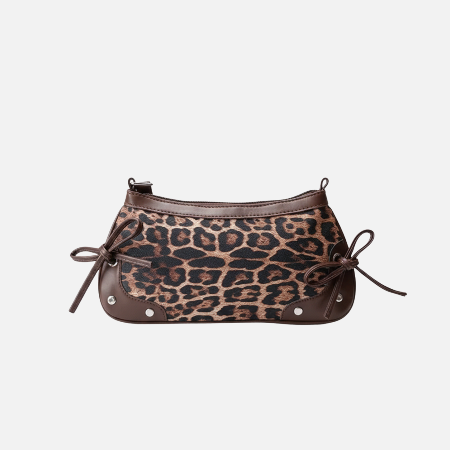 Petit sac à main bandoulière épaule rétro à double nœud et motif léopard Léa