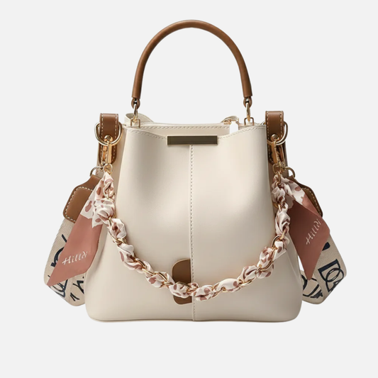 Grand sac à main bandoulière élégant avec bandoulière chaîne et ruban Louise