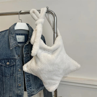 Grand sac à main cabas en peluche imprimé léopard et étoile Stella