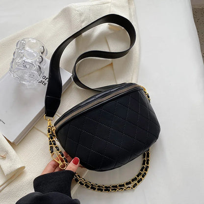 Sac banane bandoulière noir avec chaîne doré Diane