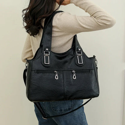 Grand sac à main bandoulière rétro multipoches Agnès