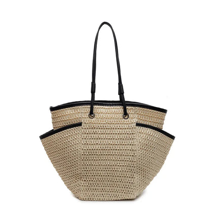Grand sac à main cabas en paille Léa