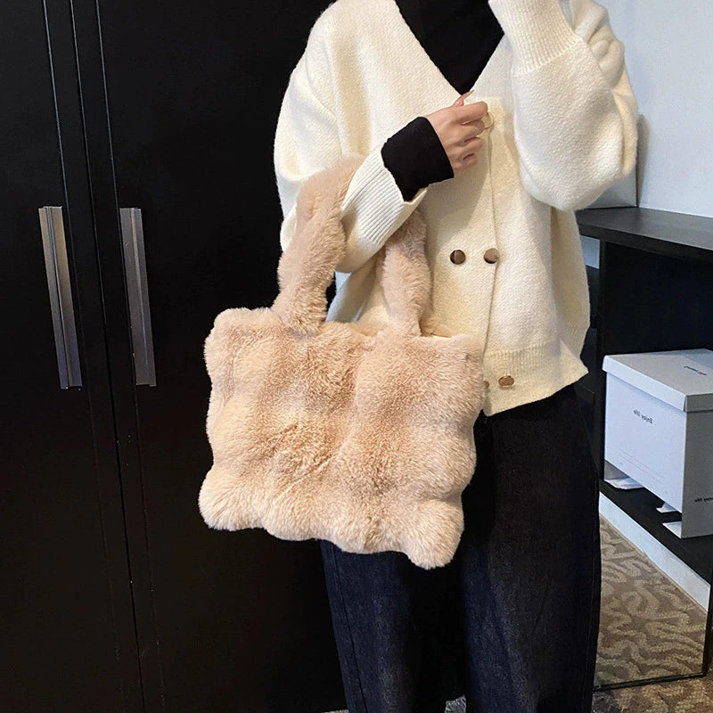 Sac à main bandoulière en peluche duveteuse pour femme Pénélope
