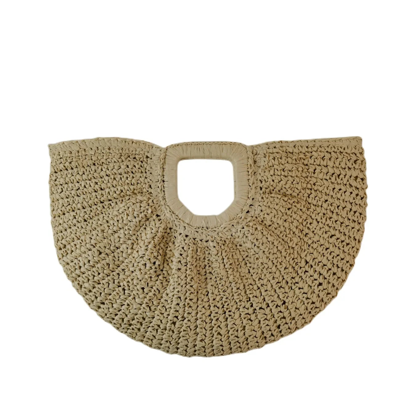 Grand sac à main demi-lune en paille Naïa