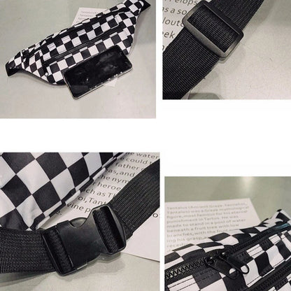 Sac banane tissu en damier noir et blanc Renée