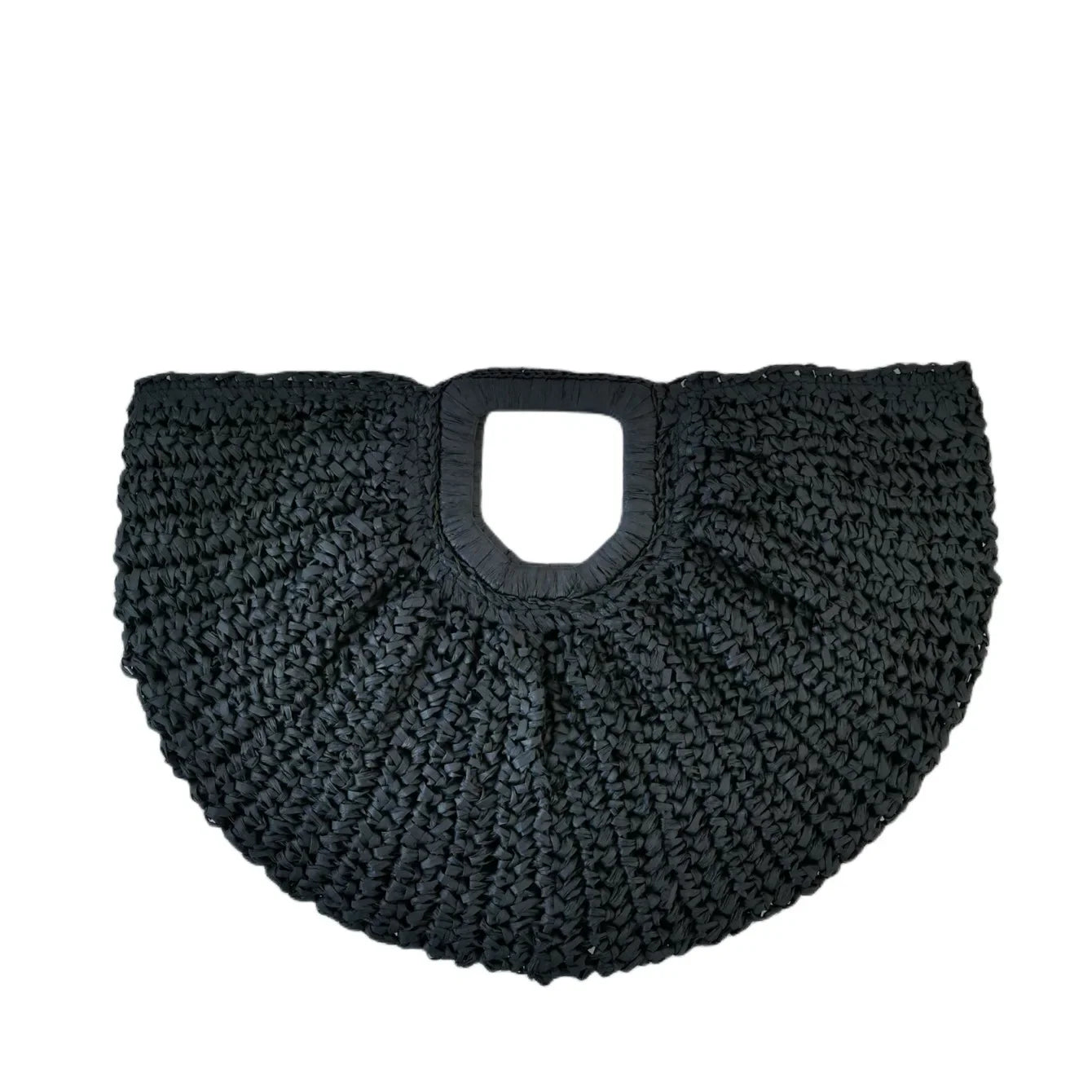 Grand sac à main demi-lune en paille Naïa