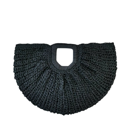 Grand sac à main demi-lune en paille Naïa