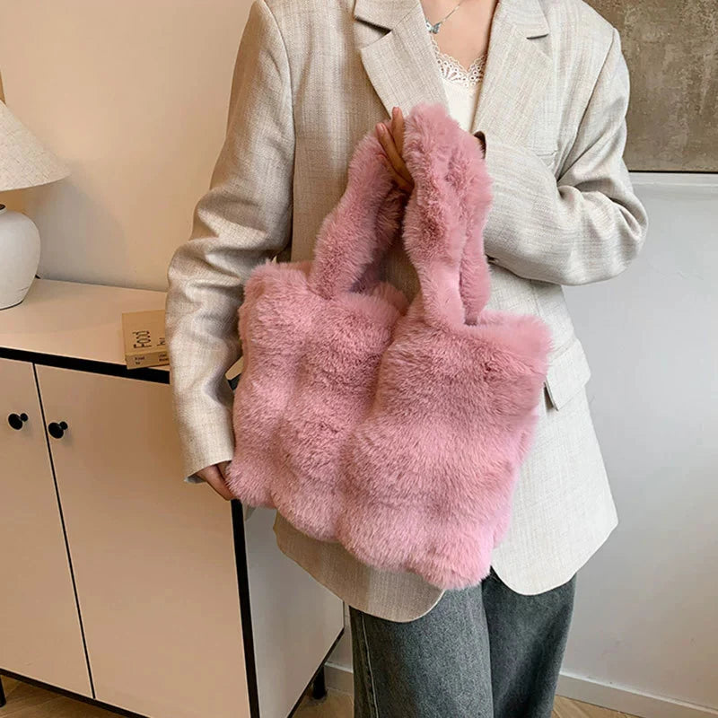 Sac à main bandoulière en peluche duveteuse pour femme Pénélope