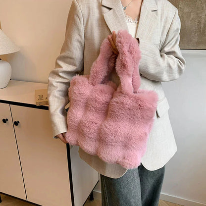 Sac à main bandoulière en peluche duveteuse pour femme Pénélope