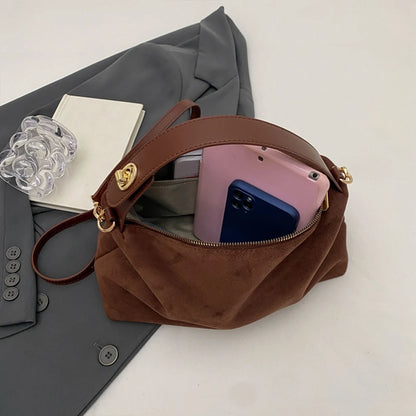 Grand Sac à main bandoulière de cours en suédine au design souple et intemporel Sarah