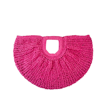 Grand sac à main demi-lune en paille Naïa