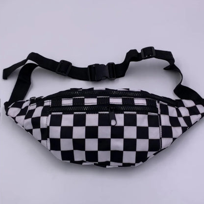 Sac banane tissu en damier noir et blanc Renée