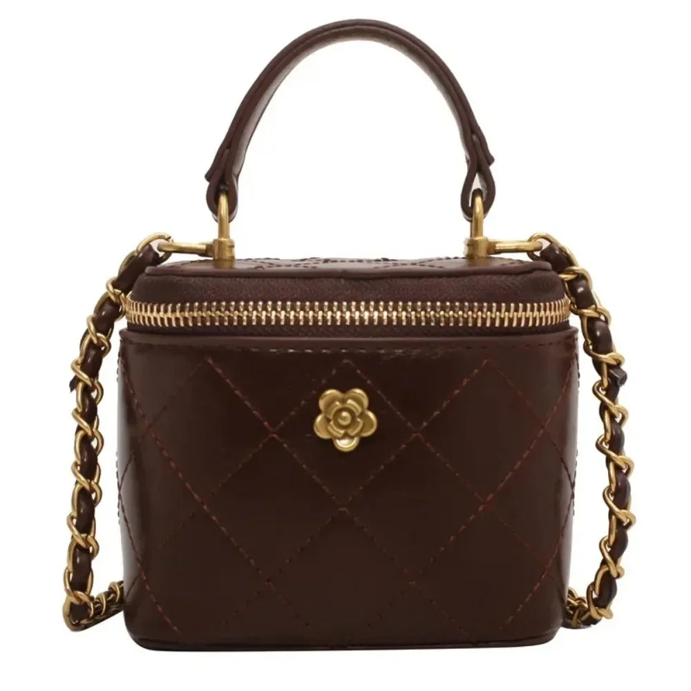 Petit sac à main bandoulière cubique matelassé au finition doré Aurore