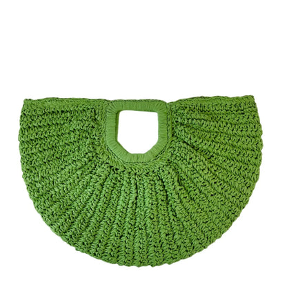 Grand sac à main demi-lune en paille Naïa