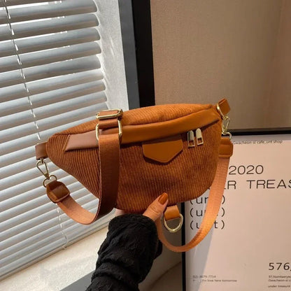 Sac banane velours côtelé chic à bandoulière Hélène