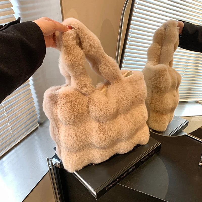 Sac à main bandoulière en peluche duveteuse pour femme Pénélope