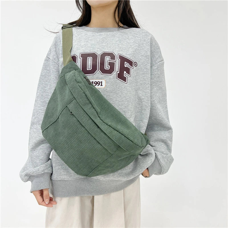 Sac banane XL en velours côtelé Iris