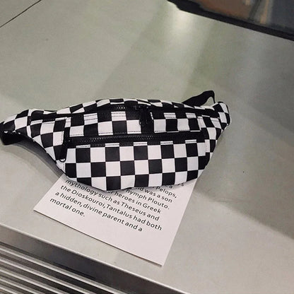 Sac banane tissu en damier noir et blanc Renée