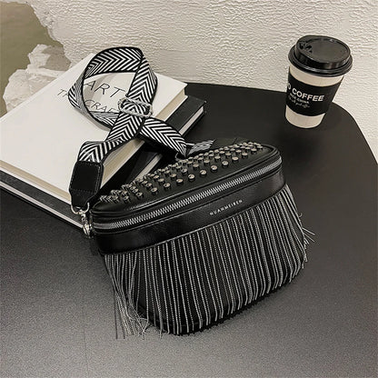 Grand sac banane bandoulière avec strass Solène