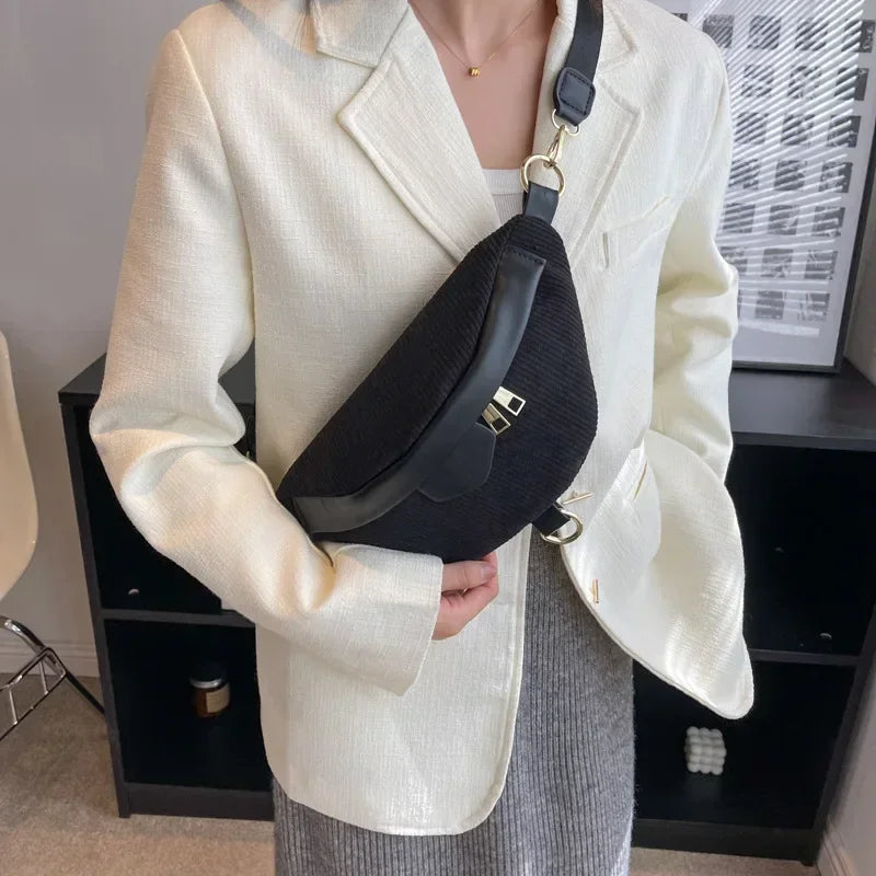 Sac banane velours côtelé chic à bandoulière Hélène