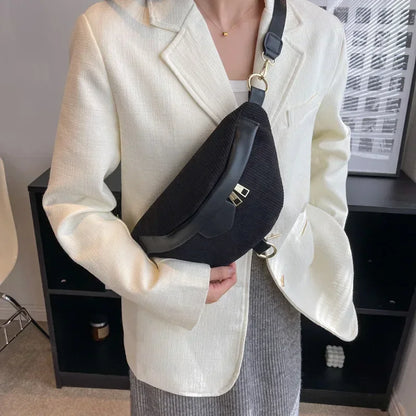 Sac banane velours côtelé chic à bandoulière Hélène