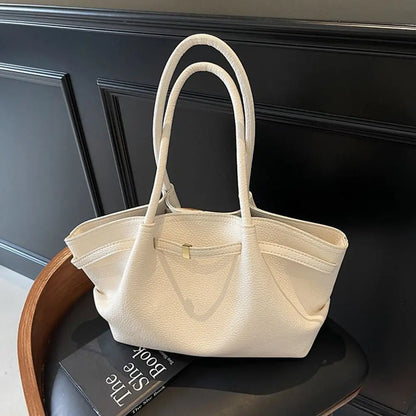 Grand sac à main cabas de cours bandoulière épaule besace au design lychee Ambre