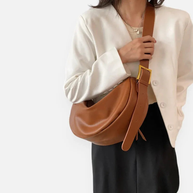 Grand sac à main banane demi-lune Hélène