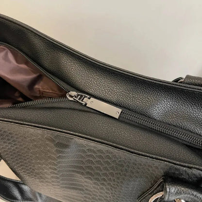 Grand sac à main bandoulière de cours imitation croco Manon