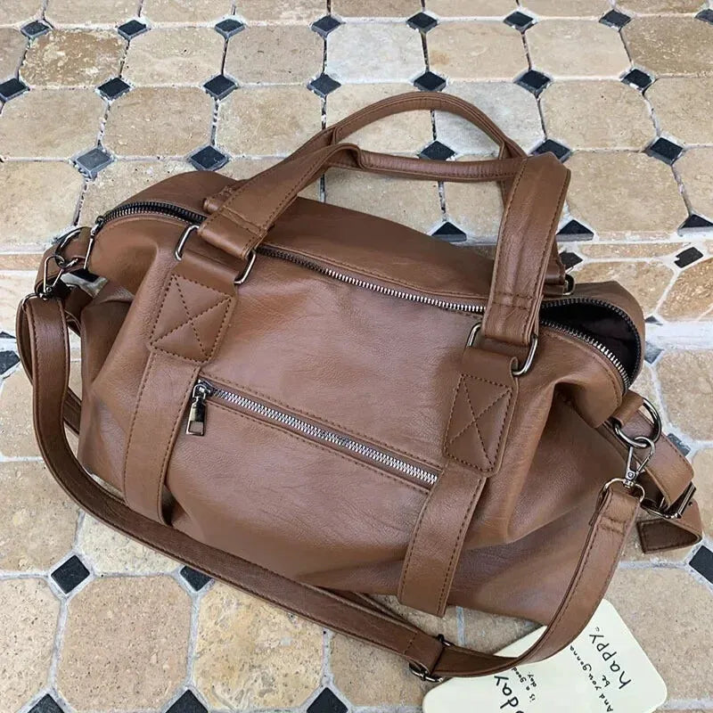 Grand sac à main bandoulière rétro de cours souple Louna