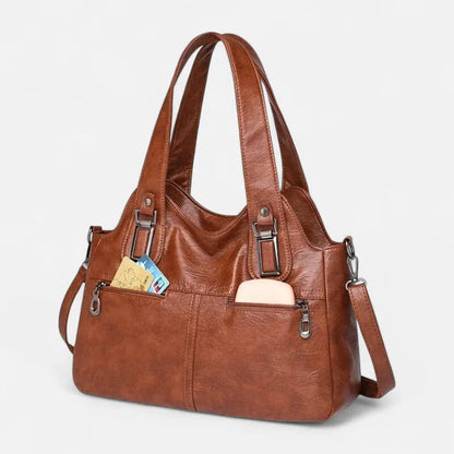 Grand sac à main bandoulière rétro multipoches Agnès