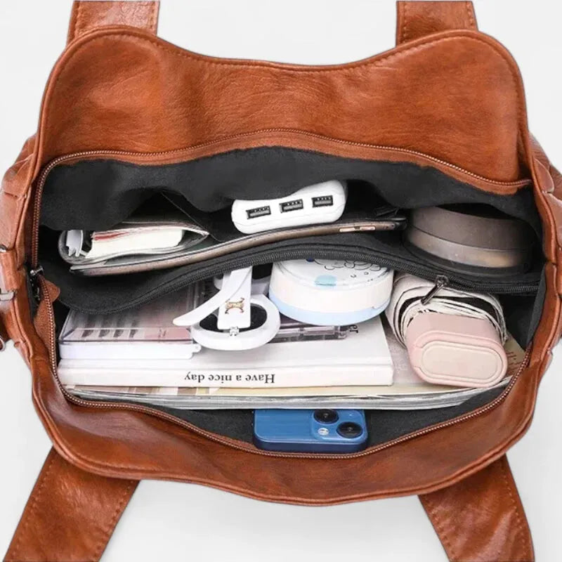 Grand sac à main bandoulière rétro multipoches Agnès