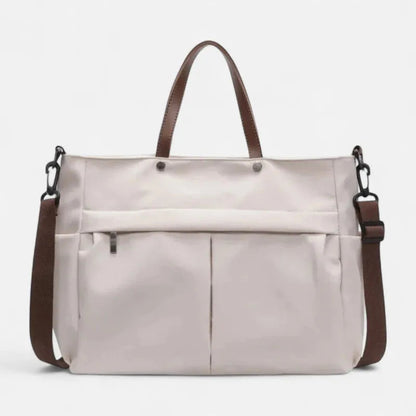 Grand sac à main cabas de cours multipoches à bandoulière en nylon Maëlys