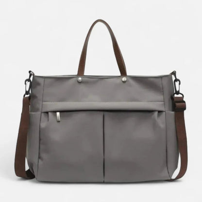 Grand sac à main cabas de cours multipoches à bandoulière en nylon Maëlys