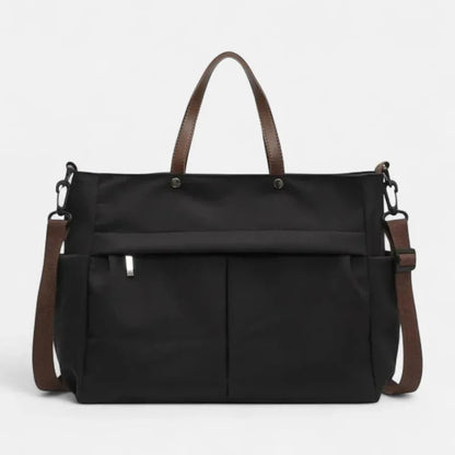 Grand sac à main cabas de cours multipoches à bandoulière en nylon Maëlys