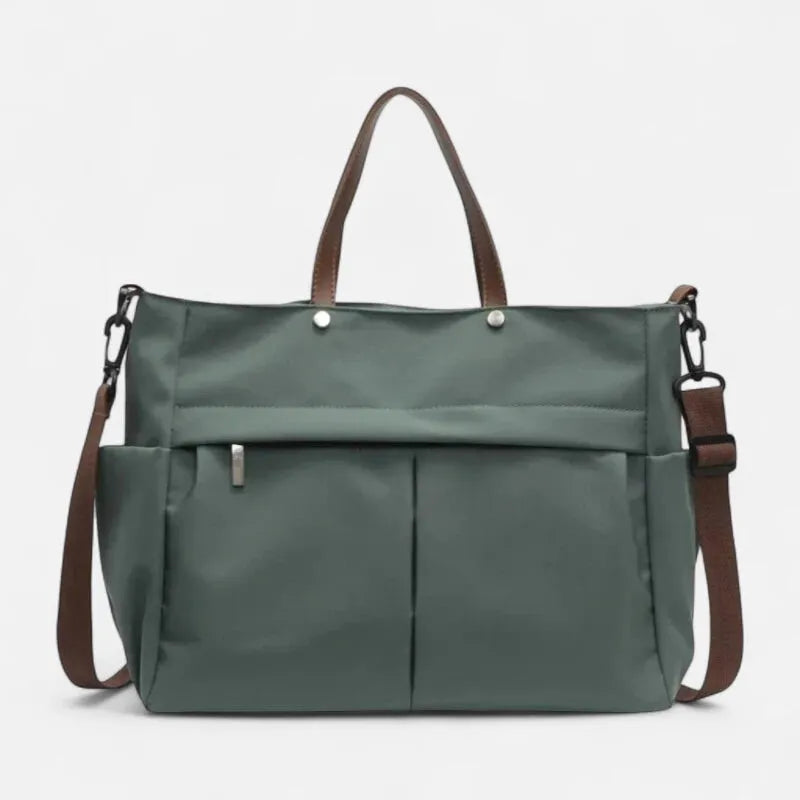 Grand sac à main cabas de cours multipoches à bandoulière en nylon Maëlys