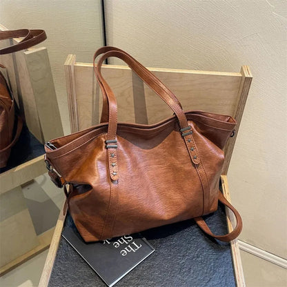 Grand sac à main cabas de cours souple avec bandoulière Sofia