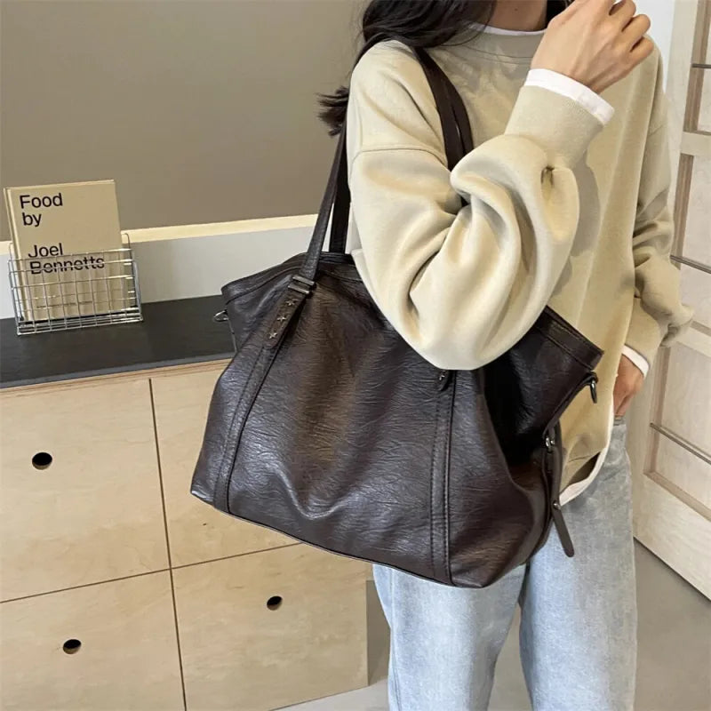 Grand sac à main cabas de cours souple avec bandoulière Sofia