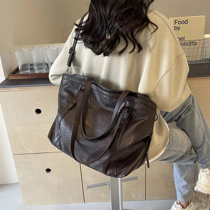 Grand sac à main cabas de cours souple avec bandoulière Sofia