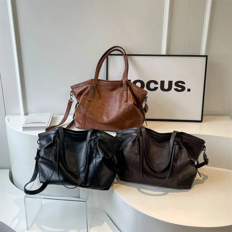 Grand sac à main cabas de cours souple avec bandoulière Sofia