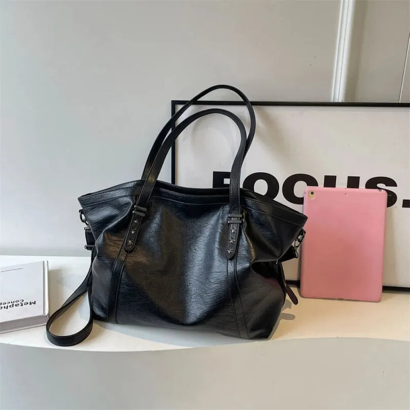 Grand sac à main cabas de cours souple avec bandoulière Sofia