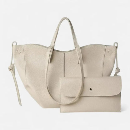 Grand sac à main cabas double porté avec sa pochette assortie Clara