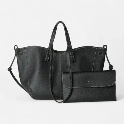 Grand sac à main cabas double porté avec sa pochette assortie Clara