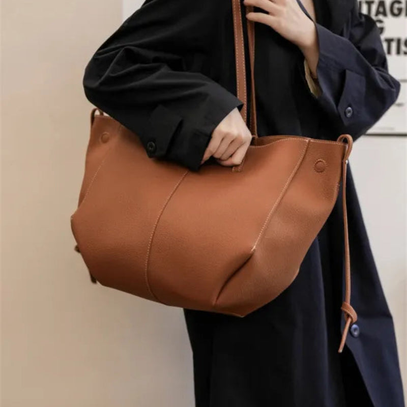 Grand sac à main cabas double porté Élodie