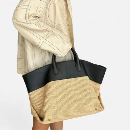Grand sac à main cabas en paille Eléa